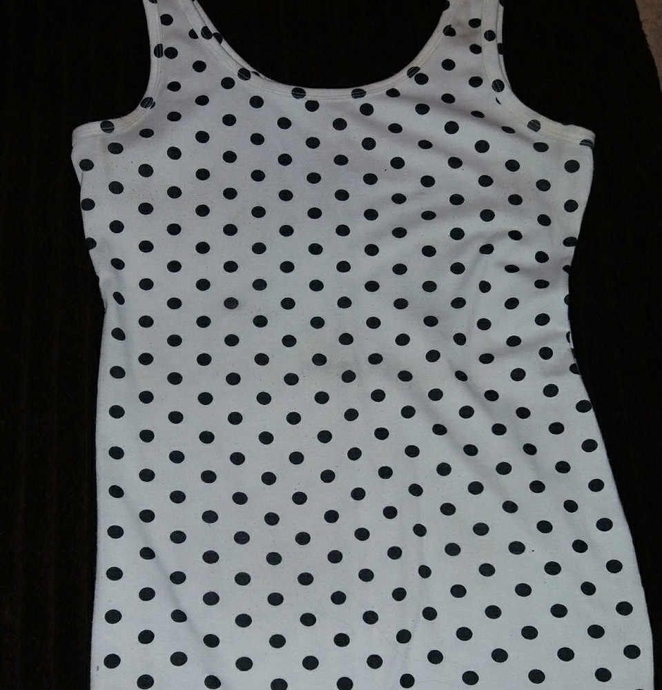 Forever 21 White Tunic dress with Black Polka dots